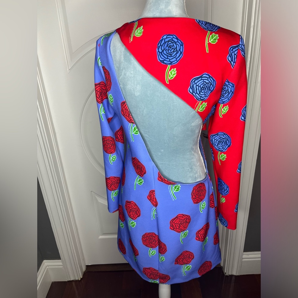 Versace Jeans Couture Roses Printed Cut-Out Crewneck Mini Dress - Picture 9 of 10